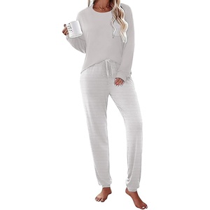 image:imageEkouaer Womens Pajamas Set Long Sleeve Christmas PJ Sets Soft Lounge Set for Women Sleepwear Joggers with PocketsStripe