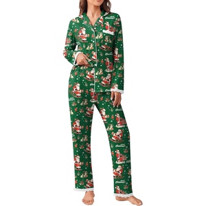 image:imageEkouaer Womens Pajamas Set Long Sleeve Sleepwear Button Down Lounge Set 2 Pieces Soft Nightwear Lace Pjs SetGreen Santa Chair