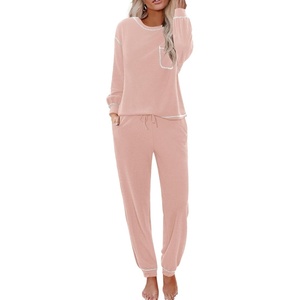 image:imageEkouaer Womens Pajamas Set Waffle Knit Long Sleeve Lounge Set 2 Piece Pj Loungewear Sleepwear SXXLLight Pink