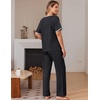 image:imageEkouaer 100 Cotton Pajama for Women Short Sleeve Pj Top With Long Pants 2 Piece Lounge Set with PocketBlack