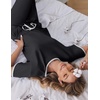 image:imageEkouaer 100 Cotton Pajama for Women Short Sleeve Pj Top With Long Pants 2 Piece Lounge Set with PocketBlack