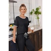 image:imageEkouaer 100 Cotton Pajama for Women Short Sleeve Pj Top With Long Pants 2 Piece Lounge Set with PocketBlack