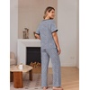 image:imageEkouaer 100 Cotton Pajama for Women Short Sleeve Pj Top With Long Pants 2 Piece Lounge Set with PocketBow Heartgrey