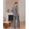 image:imageEkouaer 100 Cotton Pajama for Women Short Sleeve Pj Top With Long Pants 2 Piece Lounge Set with PocketGrey