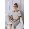 image:imageEkouaer 100 Cotton Pajama for Women Short Sleeve Pj Top With Long Pants 2 Piece Lounge Set with PocketLight Gray