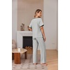 image:imageEkouaer 100 Cotton Pajama for Women Short Sleeve Pj Top With Long Pants 2 Piece Lounge Set with PocketLight Gray