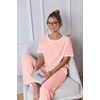 image:imageEkouaer 100 Cotton Pajama for Women Short Sleeve Pj Top With Long Pants 2 Piece Lounge Set with PocketLight Pink