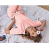 image:imageEkouaer 100 Cotton Pajama for Women Short Sleeve Pj Top With Long Pants 2 Piece Lounge Set with PocketLight Pink