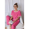 image:imageEkouaer 100 Cotton Pajama for Women Short Sleeve Pj Top With Long Pants 2 Piece Lounge Set with PocketRose Red