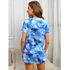 image:imageEkouaer 2 Pack Pajamas Short Sleeve Top with Shorts Sets Comfy Pjs Lounge Sets Sleepwear for WomenBlackTie Dye Star
