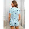 image:imageEkouaer 2 Pack Pajamas Short Sleeve Top with Shorts Sets Comfy Pjs Lounge Sets Sleepwear for WomenBlue StarFloral