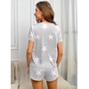 image:imageEkouaer 2 Pack Pajamas Short Sleeve Top with Shorts Sets Comfy Pjs Lounge Sets Sleepwear for WomenPink StarBlack Floral