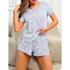 image:imageEkouaer 2 Pack Pajamas Short Sleeve Top with Shorts Sets Comfy Pjs Lounge Sets Sleepwear for WomenPink StripedStar
