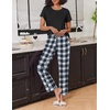image:imageEkouaer 2 Pack Pajamas for Women Set Short Sleeve Sleepwear Top and Pants Pjs Soft Printed Lounge Sets with PocketsBlack Red PlaidBlack White Plaid