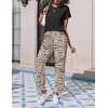 image:imageEkouaer 2 Pack Pajamas for Women Set Short Sleeve Sleepwear Top and Pants Pjs Soft Printed Lounge Sets with PocketsBlack StripedBlack Leopard