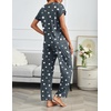 image:imageEkouaer 2 Pack Pajamas for Women Set Short Sleeve Sleepwear Top and Pants Pjs Soft Printed Lounge Sets with PocketsBlackGrey Star