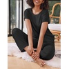 image:imageEkouaer 2 Pack Pajamas for Women Set Short Sleeve Sleepwear Top and Pants Pjs Soft Printed Lounge Sets with PocketsBlackGrey Star