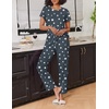 image:imageEkouaer 2 Pack Pajamas for Women Set Short Sleeve Sleepwear Top and Pants Pjs Soft Printed Lounge Sets with PocketsBlackGrey Star