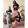 image:imageEkouaer 2 Pack Pajamas for Women Set Short Sleeve Sleepwear Top and Pants Pjs Soft Printed Lounge Sets with PocketsBlue BowsPink Bows
