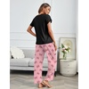 image:imageEkouaer 2 Pack Pajamas for Women Set Short Sleeve Sleepwear Top and Pants Pjs Soft Printed Lounge Sets with PocketsBlue BowsPink Bows