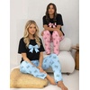 image:imageEkouaer 2 Pack Pajamas for Women Set Short Sleeve Sleepwear Top and Pants Pjs Soft Printed Lounge Sets with PocketsBlue BowsPink Bows