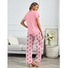 image:imageEkouaer 2 Pack Pajamas for Women Set Short Sleeve Sleepwear Top and Pants Pjs Soft Printed Lounge Sets with PocketsBlue FlowersPlaid Flowers