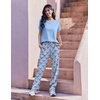 image:imageEkouaer 2 Pack Pajamas for Women Set Short Sleeve Sleepwear Top and Pants Pjs Soft Printed Lounge Sets with PocketsBlue FlowersPlaid Flowers