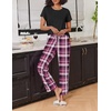 image:imageEkouaer 2 Pack Pajamas for Women Set Short Sleeve Sleepwear Top and Pants Pjs Soft Printed Lounge Sets with PocketsDeep Grey PlaidBlack Purple Plaid