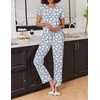image:imageEkouaer 2 Pack Pajamas for Women Set Short Sleeve Sleepwear Top and Pants Pjs Soft Printed Lounge Sets with PocketsGrey CatsBlack Dogs