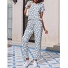 image:imageEkouaer 2 Pack Pajamas for Women Set Short Sleeve Sleepwear Top and Pants Pjs Soft Printed Lounge Sets with PocketsGrey CatsBlack Dogs