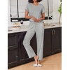 image:imageEkouaer 2 Pack Pajamas for Women Set Short Sleeve Sleepwear Top and Pants Pjs Soft Printed Lounge Sets with PocketsGrey StripedBlue Dots