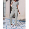 image:imageEkouaer 2 Pack Pajamas for Women Set Short Sleeve Sleepwear Top and Pants Pjs Soft Printed Lounge Sets with PocketsGrey StripedBlue Dots