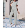 image:imageEkouaer 2 Pack Pajamas for Women Set Short Sleeve Sleepwear Top and Pants Pjs Soft Printed Lounge Sets with PocketsGrey StripedDeep Grey