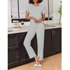 image:imageEkouaer 2 Pack Pajamas for Women Set Short Sleeve Sleepwear Top and Pants Pjs Soft Printed Lounge Sets with PocketsGrey StripedDeep Grey