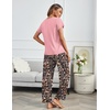 image:imageEkouaer 2 Pack Pajamas for Women Set Short Sleeve Sleepwear Top and Pants Pjs Soft Printed Lounge Sets with PocketsLeopard PinkOmbre Blue