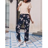 image:imageEkouaer 2 Pack Pajamas for Women Set Short Sleeve Sleepwear Top and Pants Pjs Soft Printed Lounge Sets with PocketsNavy Blue PlaidPink Flower