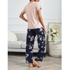 image:imageEkouaer 2 Pack Pajamas for Women Set Short Sleeve Sleepwear Top and Pants Pjs Soft Printed Lounge Sets with PocketsNavy Blue PlaidPink Flower
