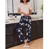 image:imageEkouaer 2 Pack Pajamas for Women Set Short Sleeve Sleepwear Top and Pants Pjs Soft Printed Lounge Sets with PocketsNavy Blue PlaidPink Flower