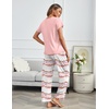 image:imageEkouaer 2 Pack Pajamas for Women Set Short Sleeve Sleepwear Top and Pants Pjs Soft Printed Lounge Sets with PocketsOmbre PinkOmbre Green