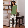 image:imageEkouaer 2 Pack Pajamas for Women Set Short Sleeve Sleepwear Top and Pants Pjs Soft Printed Lounge Sets with PocketsOmbre PinkOmbre Green