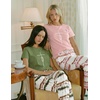 image:imageEkouaer 2 Pack Pajamas for Women Set Short Sleeve Sleepwear Top and Pants Pjs Soft Printed Lounge Sets with PocketsOmbre PinkOmbre Green
