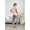 image:imageEkouaer 2 Pack Pajamas for Women Set Short Sleeve Sleepwear Top and Pants Pjs Soft Printed Lounge Sets with PocketsPink Grey StarCashew Flower