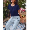image:imageEkouaer 2 Pack Pajamas for Women Set Short Sleeve Sleepwear Top and Pants Pjs Soft Printed Lounge Sets with PocketsPink Grey StarNavy Blue Star