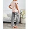 image:imageEkouaer 2 Pack Pajamas for Women Set Short Sleeve Sleepwear Top and Pants Pjs Soft Printed Lounge Sets with PocketsPink Grey StarNavy Blue Star