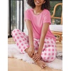 image:imageEkouaer 2 Pack Pajamas for Women Set Short Sleeve Sleepwear Top and Pants Pjs Soft Printed Lounge Sets with PocketsPink PlaidLight Grey Plaid