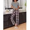image:imageEkouaer 2 Pack Pajamas for Women Set Short Sleeve Sleepwear Top and Pants Pjs Soft Printed Lounge Sets with PocketsPink PlaidLight Grey Plaid