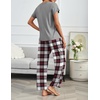 image:imageEkouaer 2 Pack Pajamas for Women Set Short Sleeve Sleepwear Top and Pants Pjs Soft Printed Lounge Sets with PocketsPink PlaidLight Grey Plaid