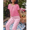 image:imageEkouaer 2 Pack Pajamas for Women Set Short Sleeve Sleepwear Top and Pants Pjs Soft Printed Lounge Sets with PocketsPink PlaidLight Grey Plaid