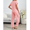 image:imageEkouaer 2 Pack Pajamas for Women Set Short Sleeve Sleepwear Top and Pants Pjs Soft Printed Lounge Sets with PocketsPink StripeStars Sky