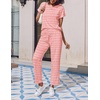 image:imageEkouaer 2 Pack Pajamas for Women Set Short Sleeve Sleepwear Top and Pants Pjs Soft Printed Lounge Sets with PocketsPink StripeStars Sky